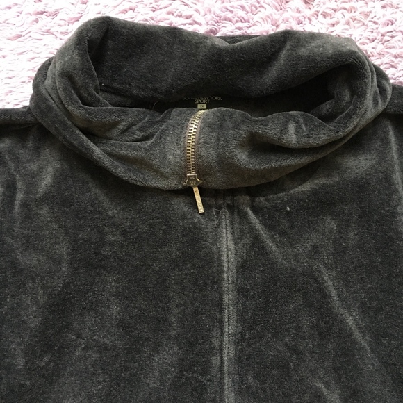 Jones New York Gray Velour Zip Up Jacket - Picture 3 of 6